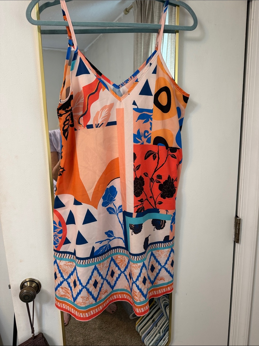 Vibrant Multicolor Geometric Slip Mini Dress